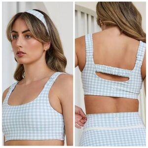 Astoria Luxe Balance Ruched Sports Crop - Jade Gingham